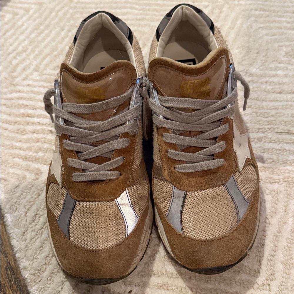 Golden Goose Beige and Gray Dad-Star Sneakers